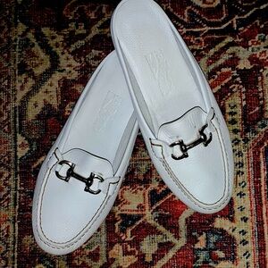 Women's White Leather Loafers